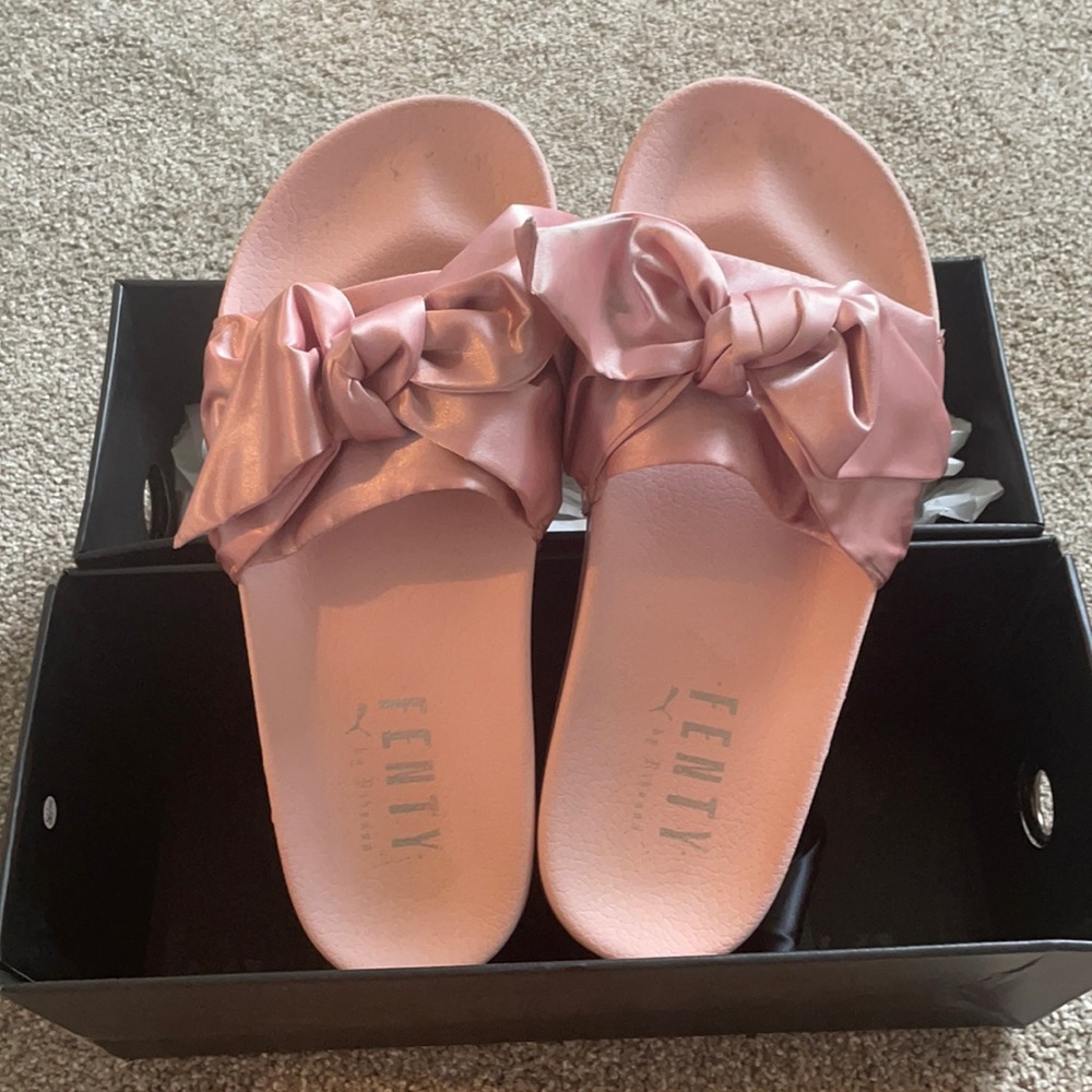 Puma x Rihanna Fenty bow slides, pink UK 7